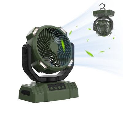 Outdoor Power Bank Camping Fan w/LED Light