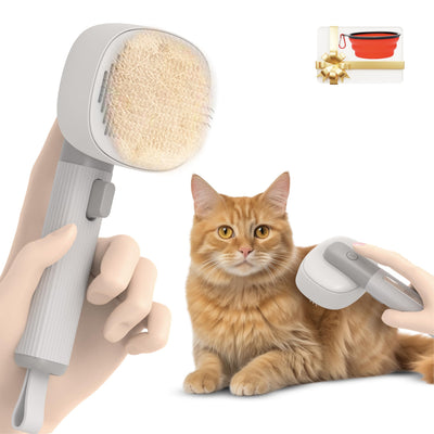 Self-Cleaning Cat Shedding Brush w/Free Pet Bowl